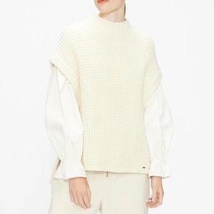 Ted Baker Cream Waffle Knit Sleeveless Sweater Vest